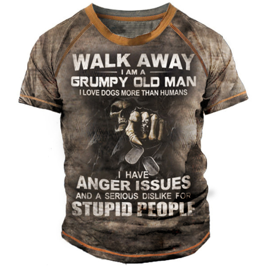 

Walk Away I Am A Grumpy Old Man I Have Anger Issues Men's Retro T-Shirt