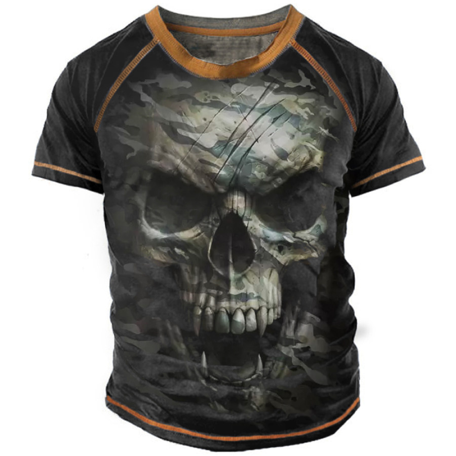 

Men's Outdoor Camouflage Skull Print Short Sleeve T-Shirt