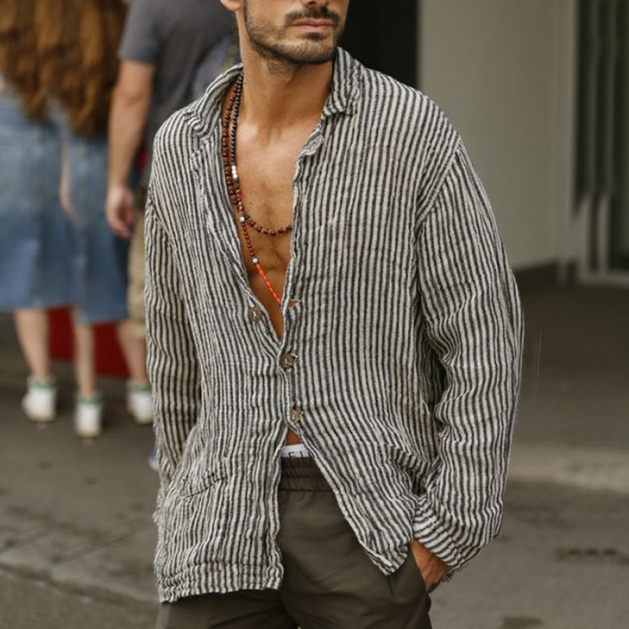 

Men's Vintage Striped Cotton Shirt
