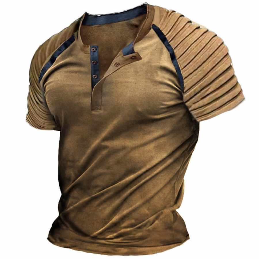 

Men's Vintage Pleated Short Sleeve T-Shirt