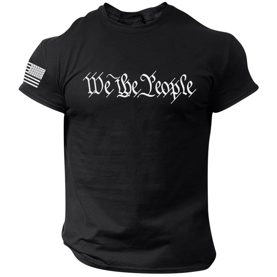 

Men's Casual Flag Print Comfortable Round Neck Short Sleeve T-Shirt