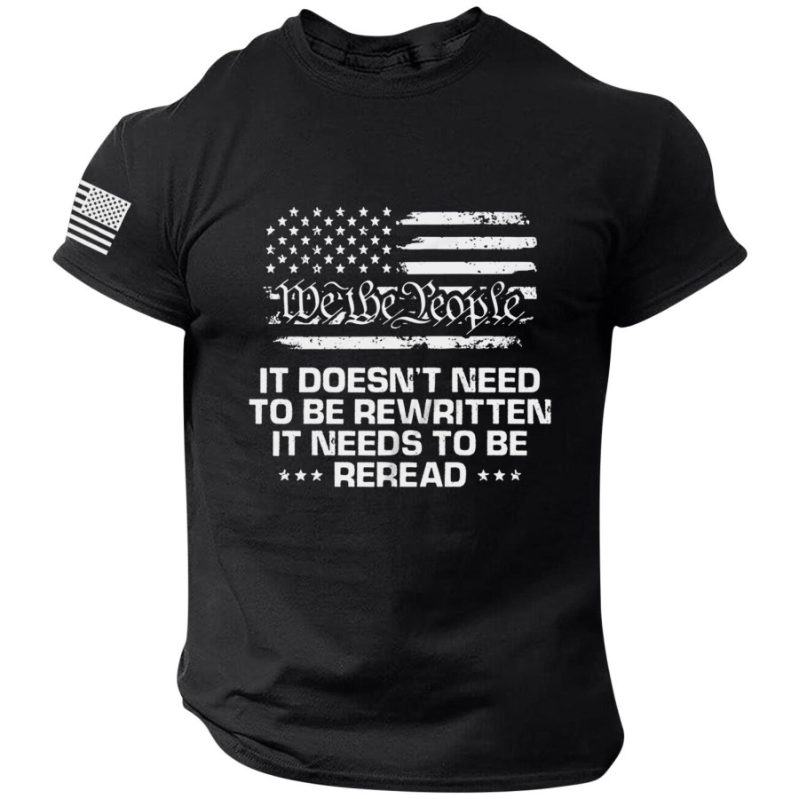 

Men's Casual American Flag Print Round Neck Short Sleeve T-Shirt