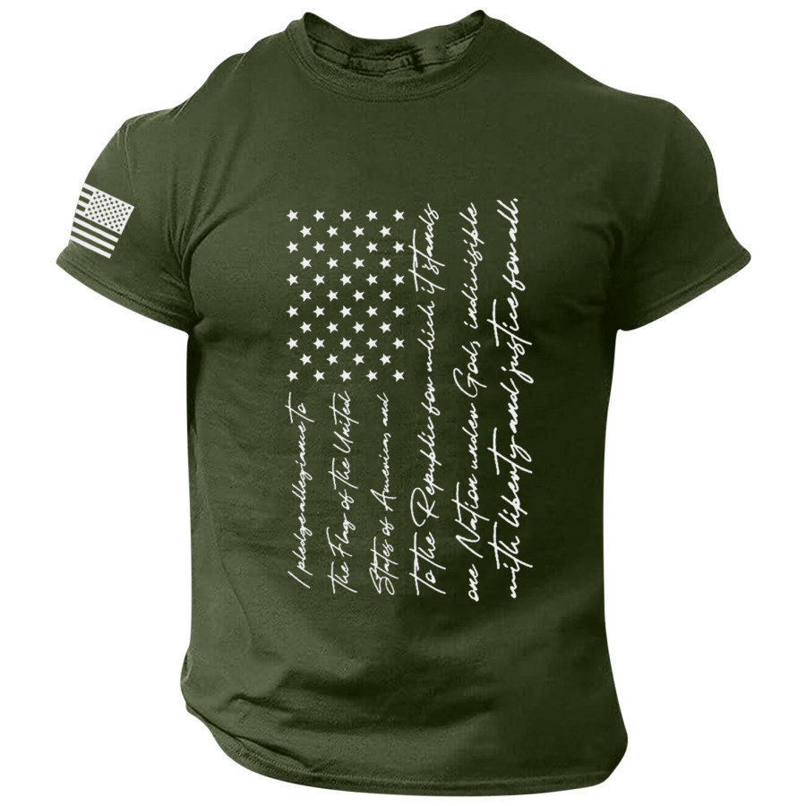 

Men's Casual American Flag Print Round Neck Short Sleeve T-Shirt