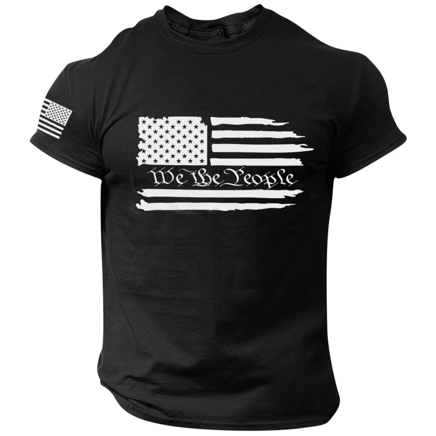 

Men's Casual Flag Print Comfortable Round Neck Short Sleeve T-Shirt