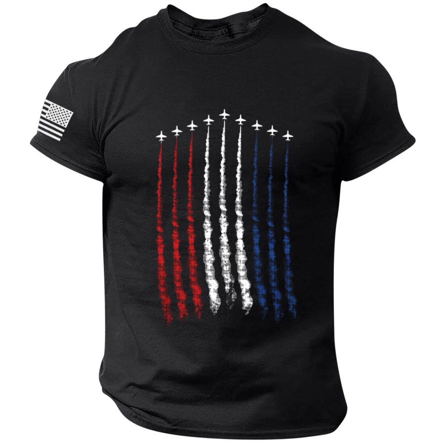 

Men's Casual American Flag Print Round Neck Short Sleeve T-Shirt