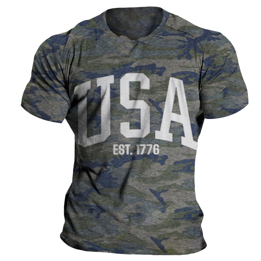 

Men's Vintage USA Camouflage Crew Neck T-Shirt