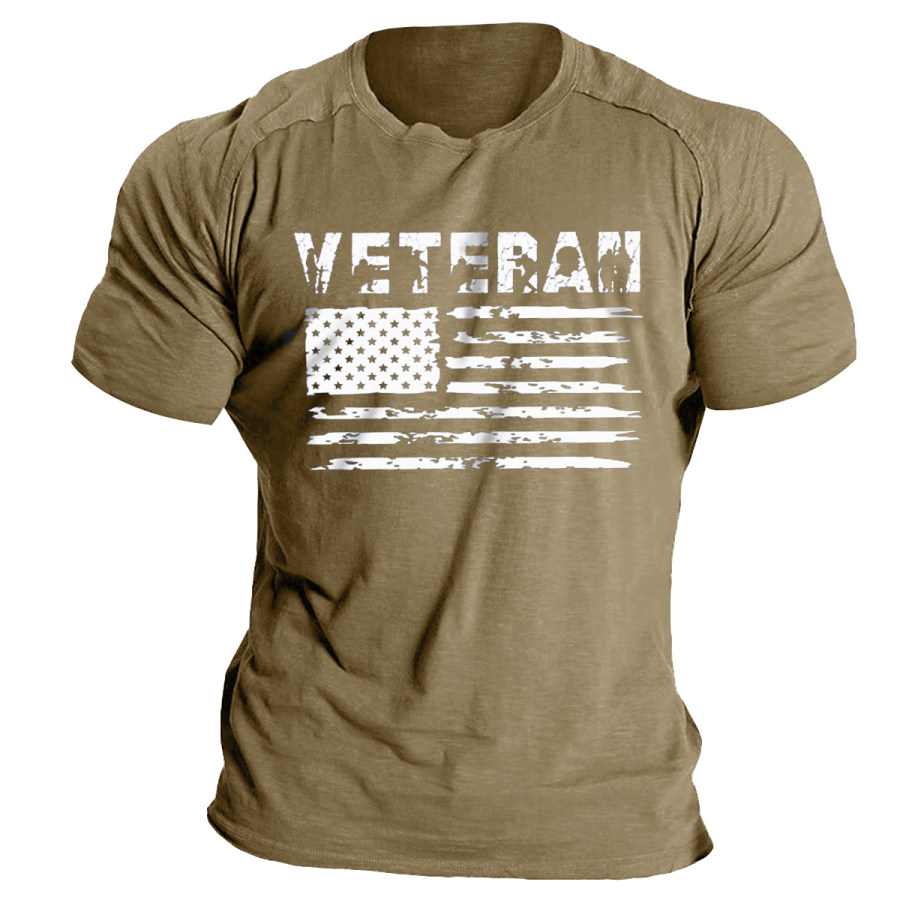 

Men's Vintage Veteran American Flag Crewneck T-Shirt