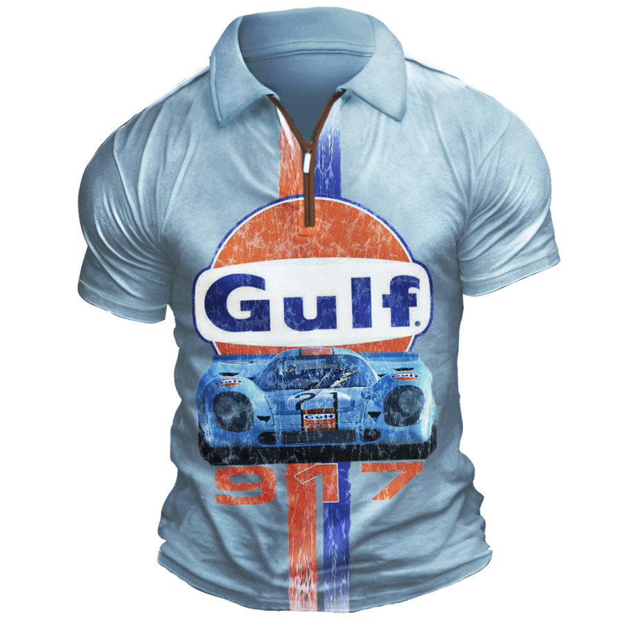 

Men's Vintage Racing Print POLO T-Shirt
