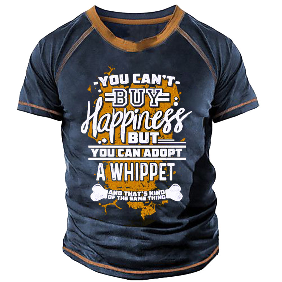 

Men's Vintage Dog Round Neck Short Sleeve T-Shirt