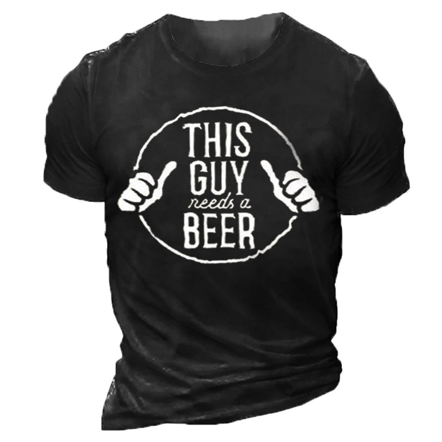 

Men's Vintage Beer Round Neck Short Sleeve T-Shirt