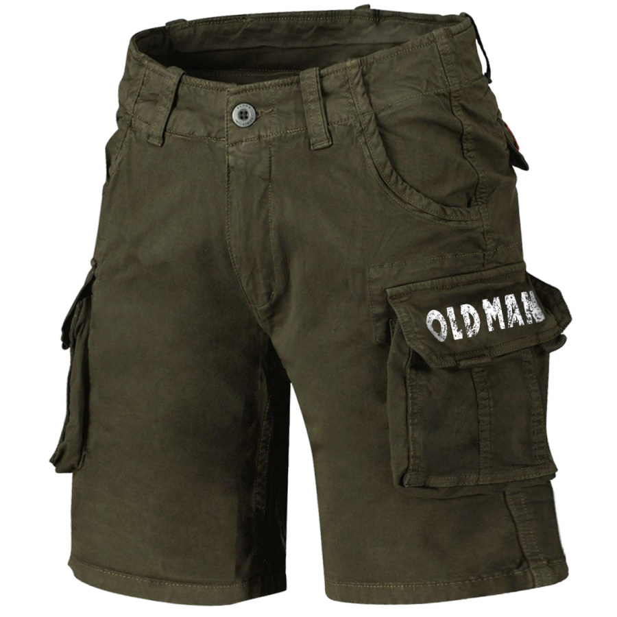 

Men's Retro Old Man Multi-pocket Cargo Shorts