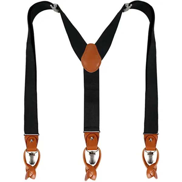 Men's Retro Casual Adjustable Stretch Solid Color Suspenders - Villagenice.com 