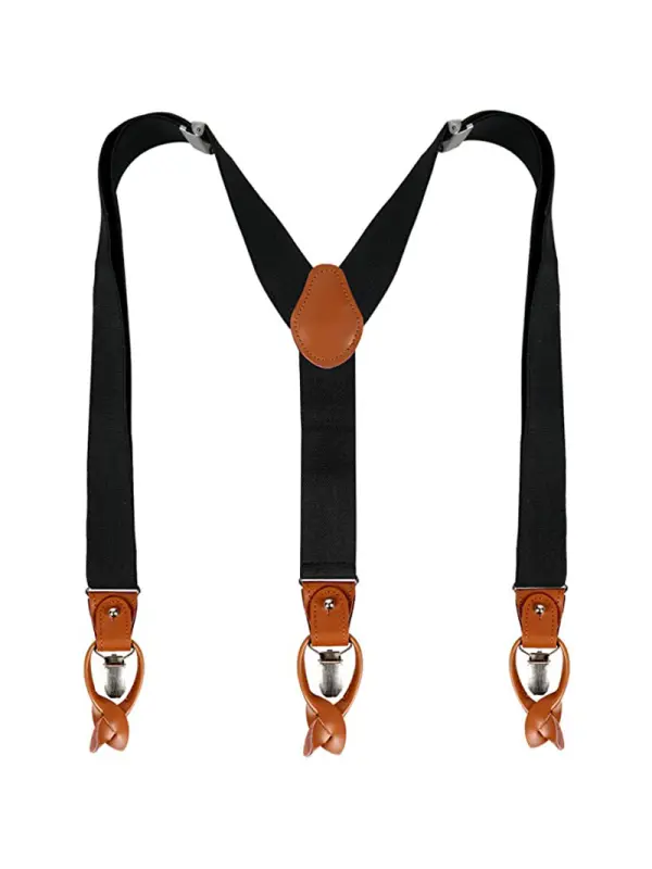 Men's Retro Casual Adjustable Stretch Solid Color Suspenders - Gethefashion.chimpone.com 