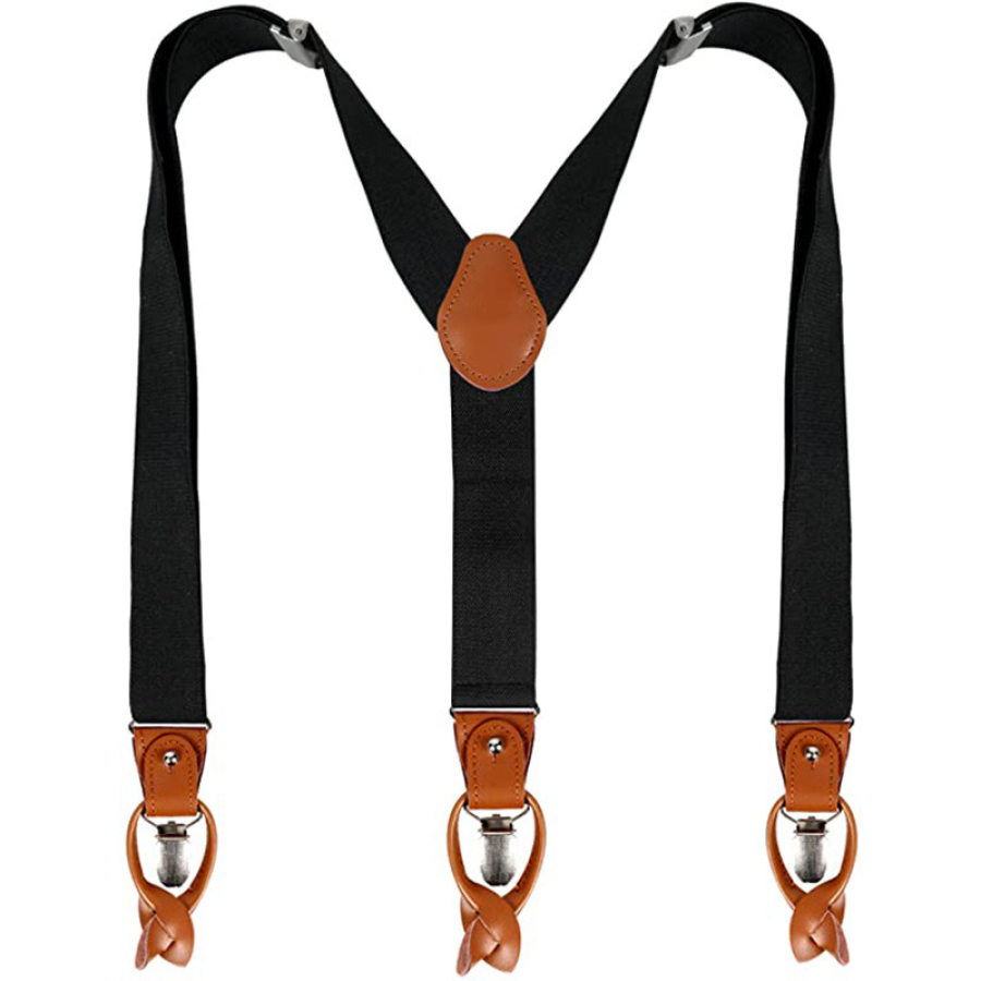 

Men's Retro Casual Adjustable Stretch Solid Color Suspenders