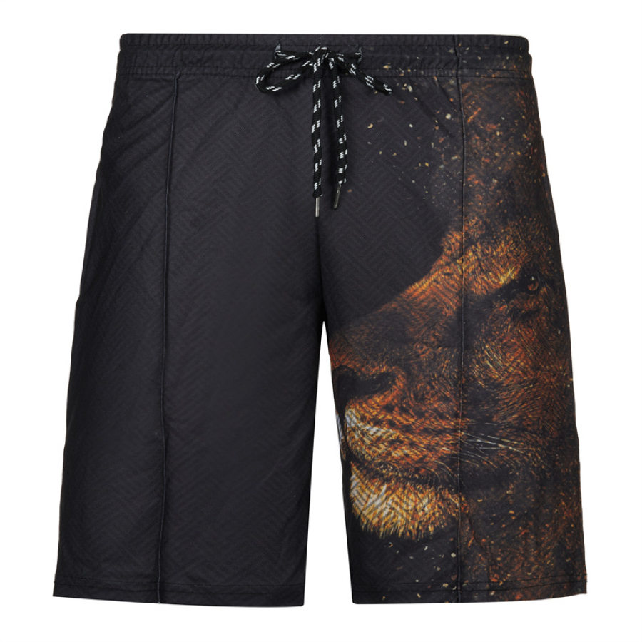 

Men's Fashion Casual Lion 3D Print Shorts