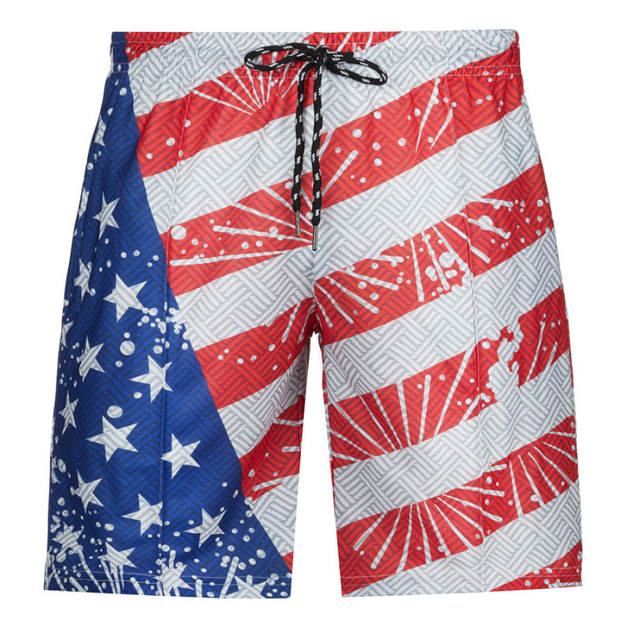 

Men's Fashion Casual American Flag 3D Print Shorts