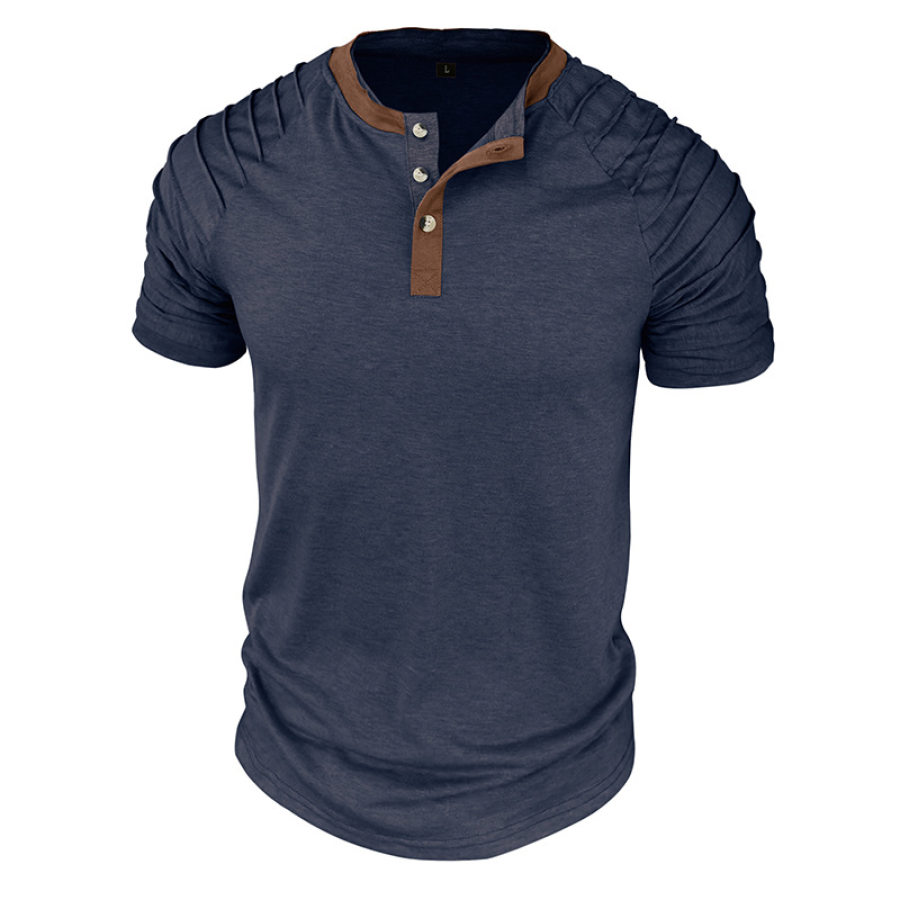 

Men's Vintage Pleated Henley T-Shirt