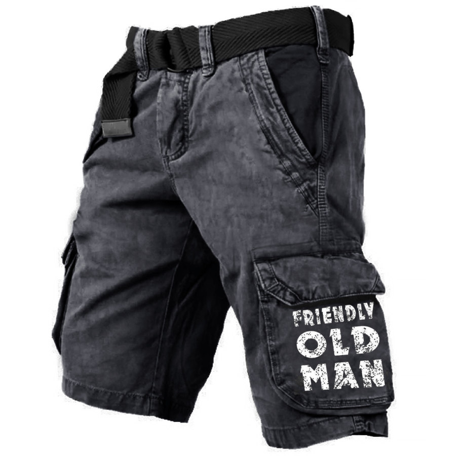 

Friendly Old Man Men's Vintage Multi Pocket Cargo Shorts
