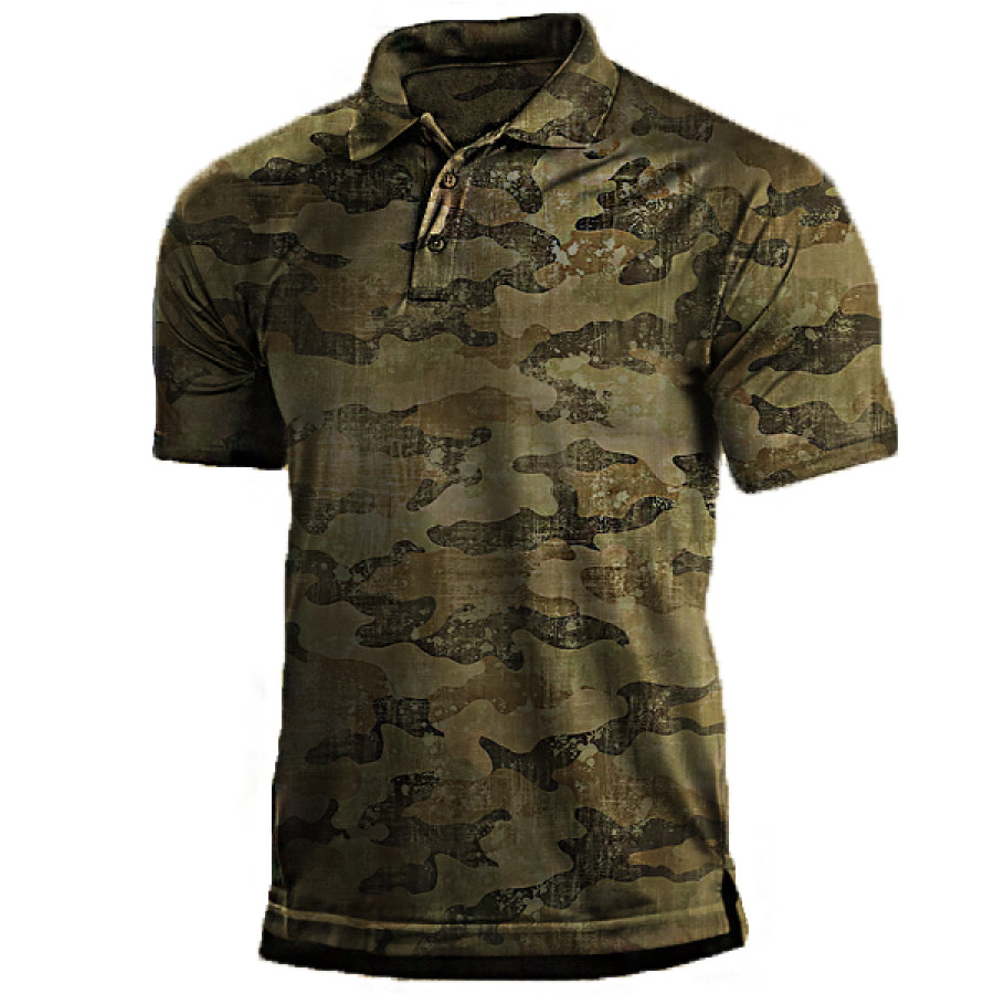 

Men's Outdoor Distressed Camouflage Tactical POLOT Shirt