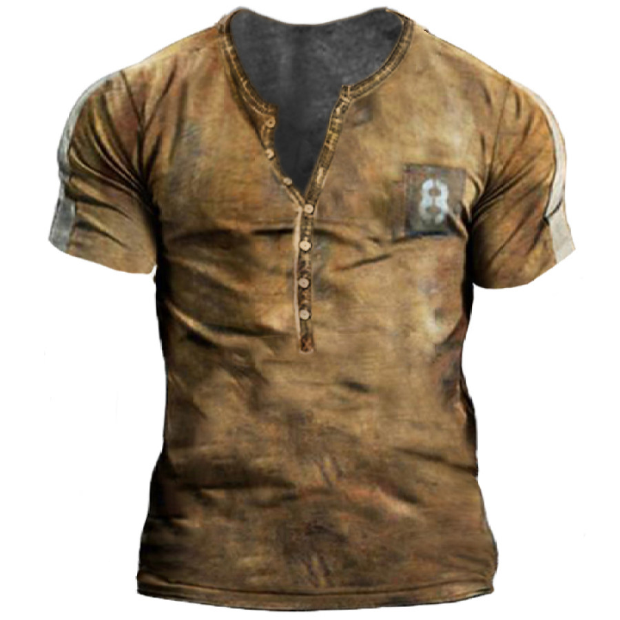 

Men's Vintage Sports Quick Dry Tactical Henley T-Shirt