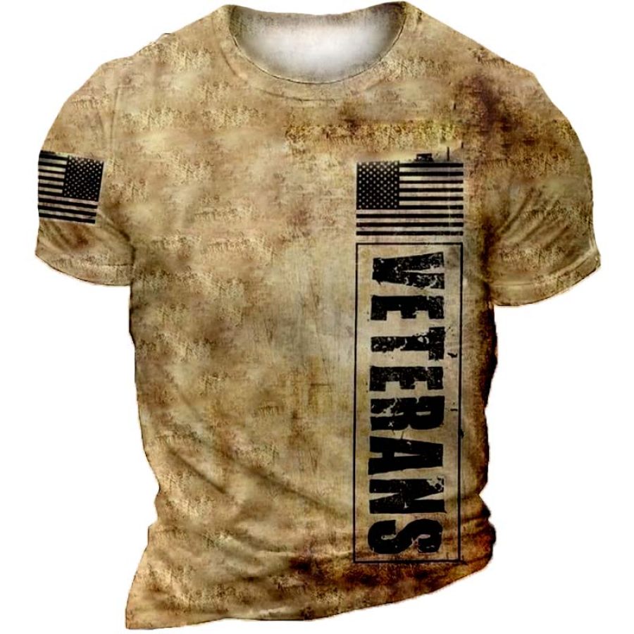 

Men's Vintage American Flag Print Short Sleeve T-Shirt