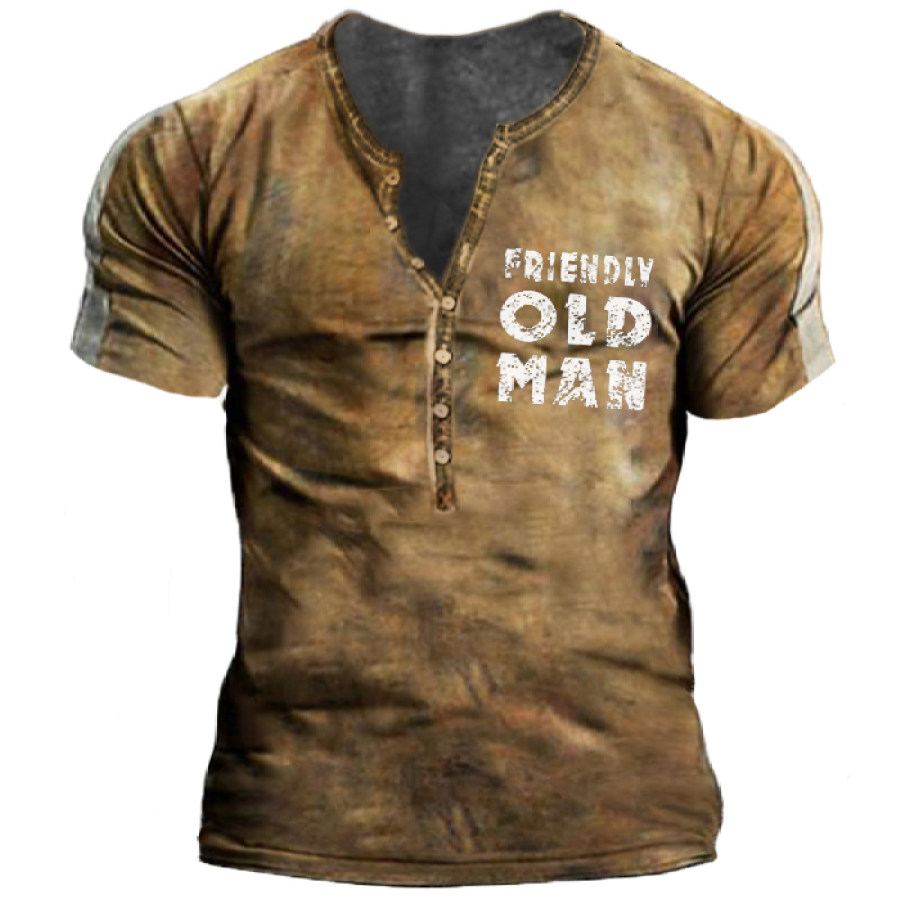 

Men's Vintage OLD MAN Quick Dry Tactical Henley T-Shirt