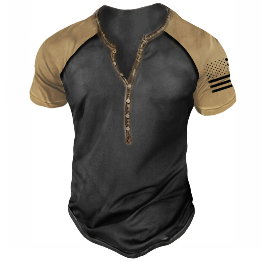 

Men's Outdoor American Flag Tactical Sport Henley T-Shirt