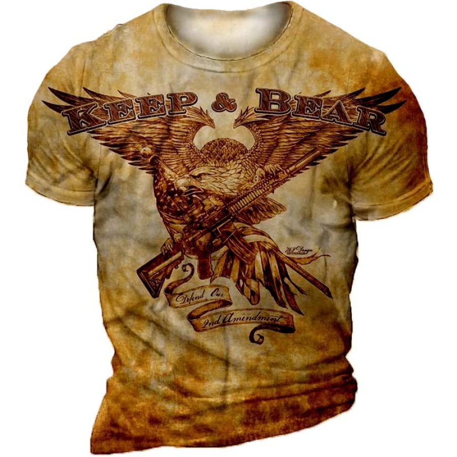 

Men's Vintage Breathable Eagle Print Short Sleeve T-Shirt