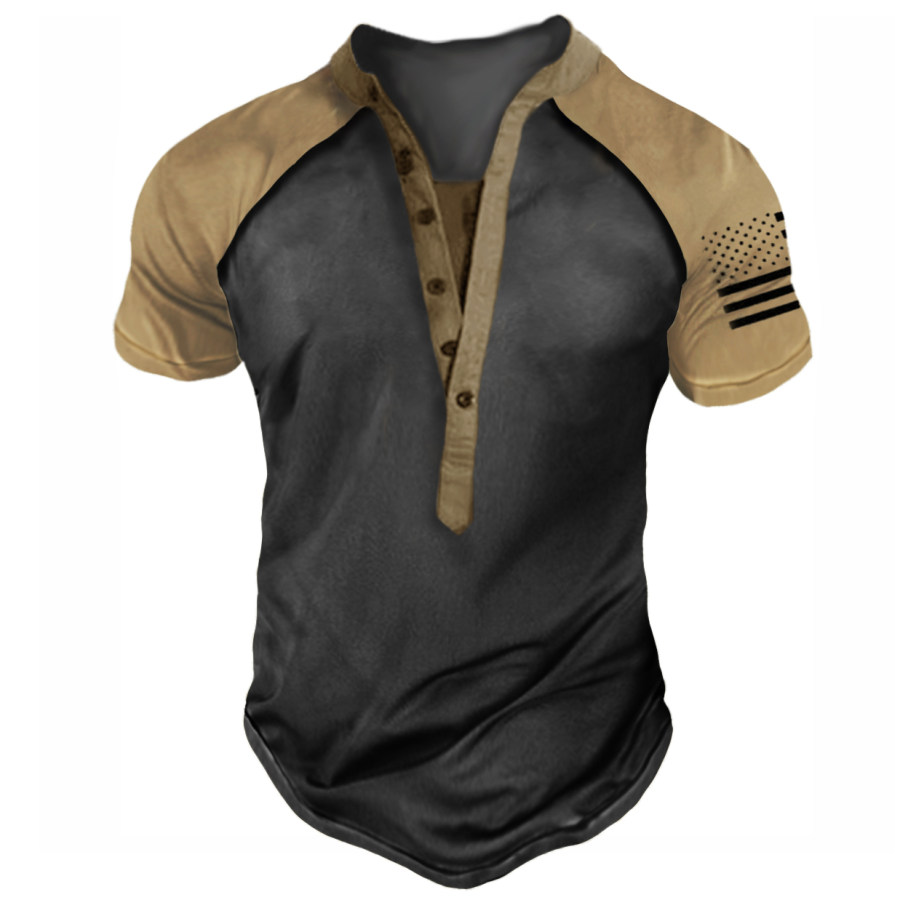 

Men's Outdoor American Flag Tactical Sport Henley T-Shirt