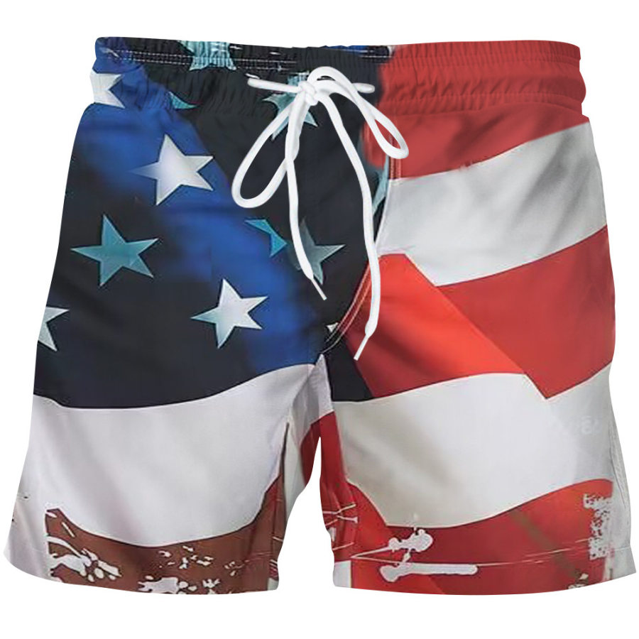 

Men's Vintage Independence Day Flag 3D Print Track Shorts