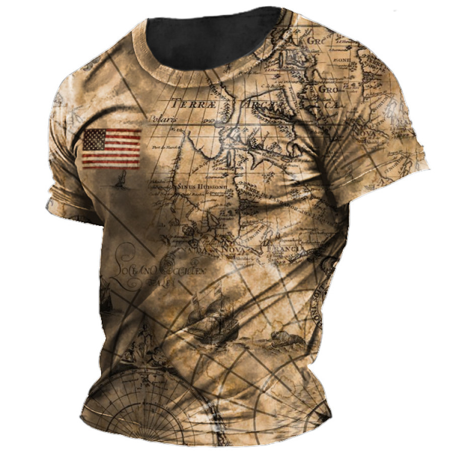 

Men's Vintage Nautical Print Short Sleeve T-Shirt