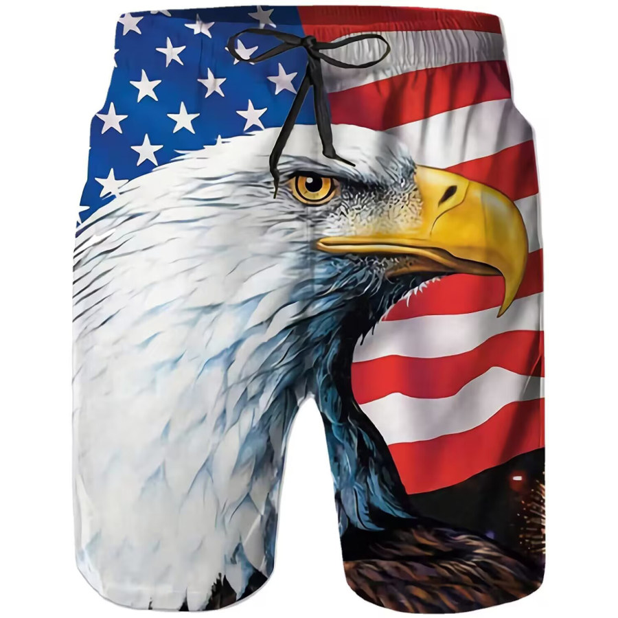 

Men's Vintage American Flag Eagle 3D Print Track Shorts