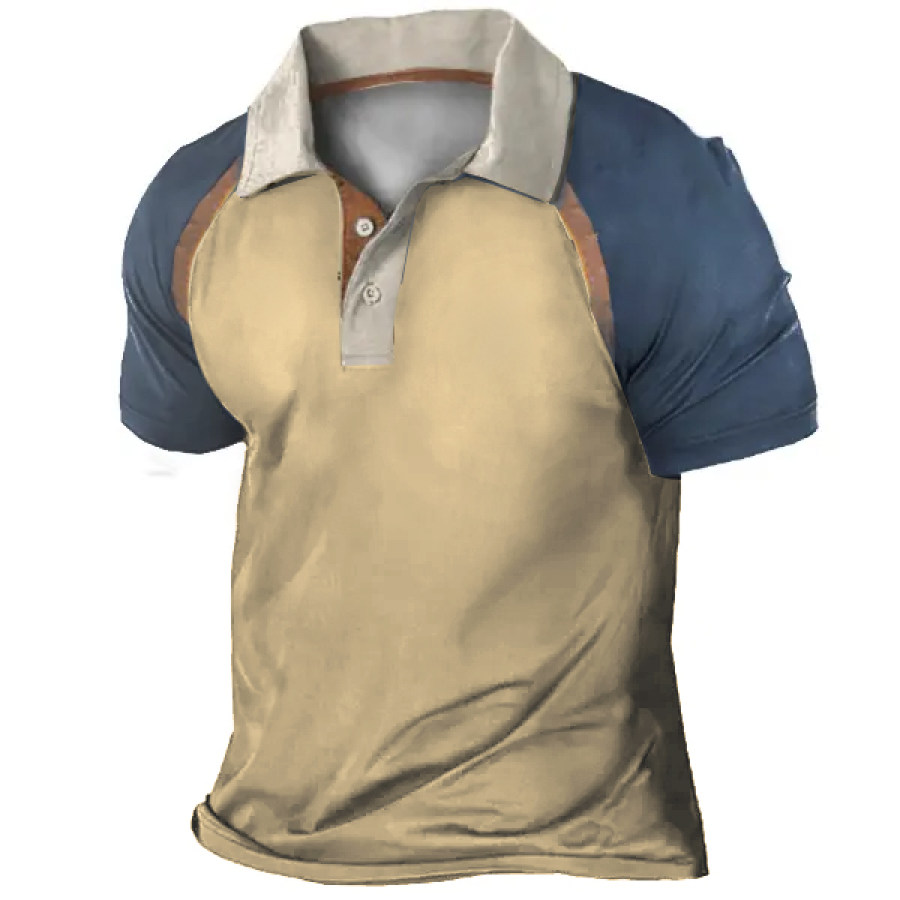 

Men's Vintage Colorblock Polo T-Shirt