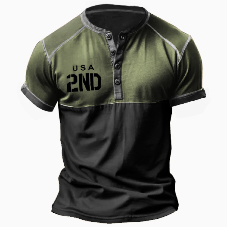 

Men's USA 2ND Print Henley Tactical T-Shirt