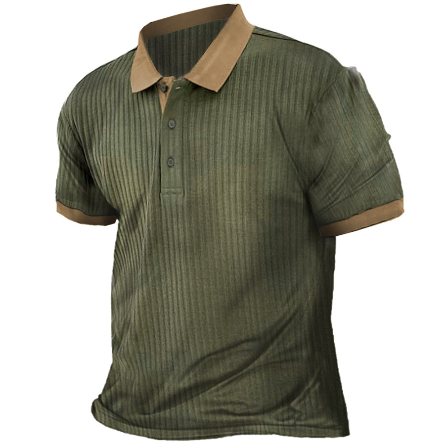 

Men's Outdoor Casual Contrast Color Knit Polo Neck T-Shirt