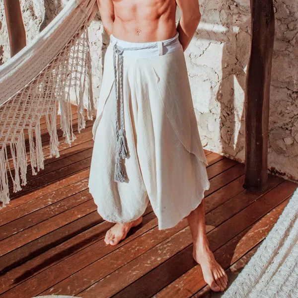 Men's Comfortable Cotton Linen Elastic Waist Casual Pants - Honeylop.chimpone.com 