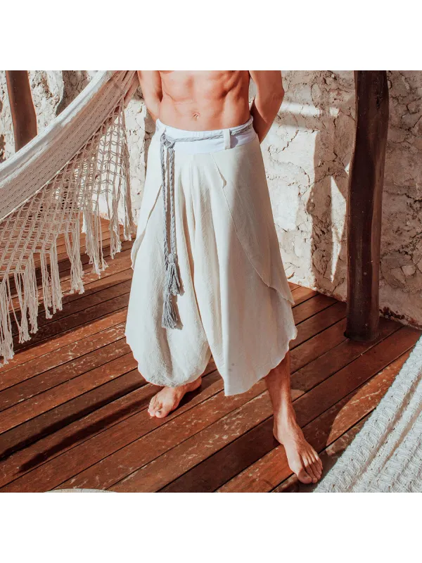 Men's Comfortable Cotton Linen Elastic Waist Casual Pants - Valiantlive.com 