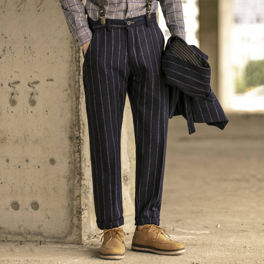 

Men'S Retro Striped Casual Trousers