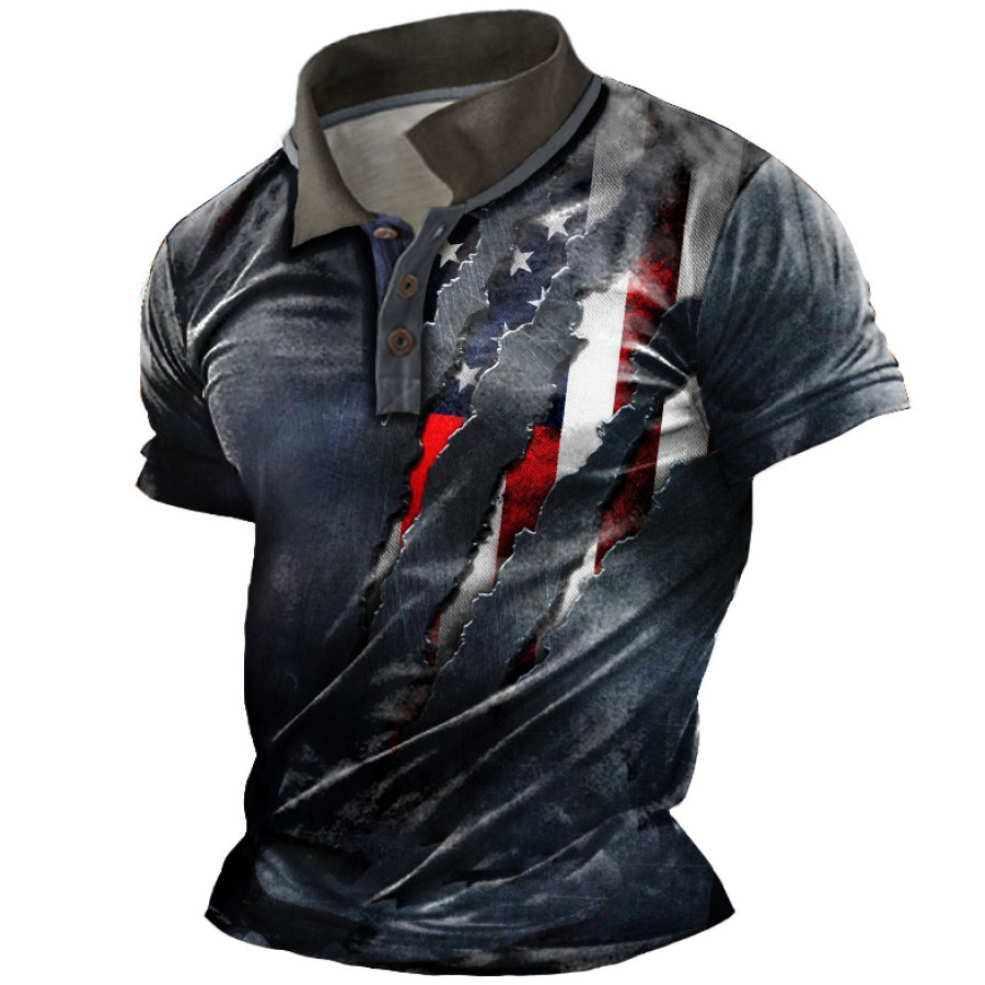 

Men's Vintage American Flag Print POLO Shirt