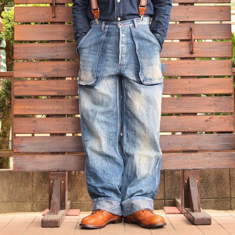 

Men's Vintage Casual Denim Cargo Pants