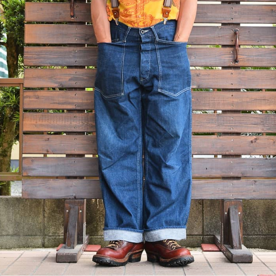 

Men's Vintage Casual Denim Cargo Pants