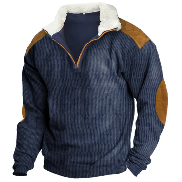 Men's Outdoor Casual Fleece Lapel Long-sleeved Sweatshirt - Kalesafe.com 