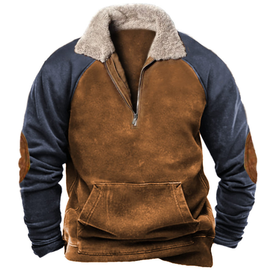 

Sudadera De Manga Raglán Con Solapa De Forro Polar Informal Para Hombre Al Aire Libre