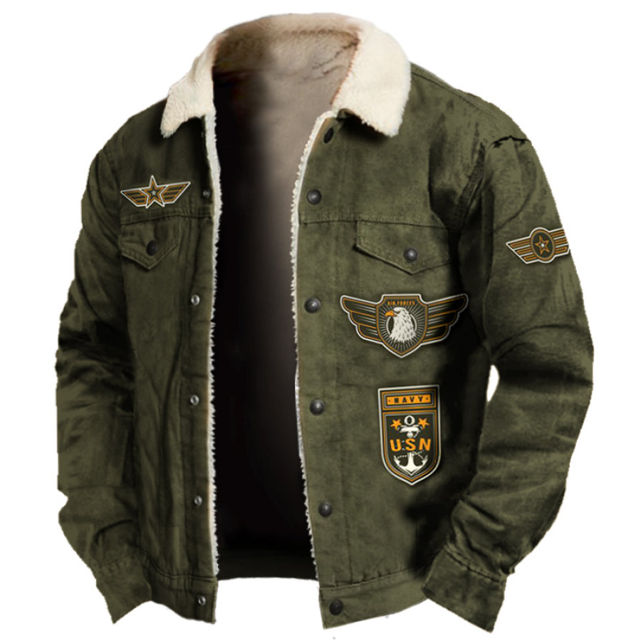 

Men's Vintage Fleece Lapel Military Jacket