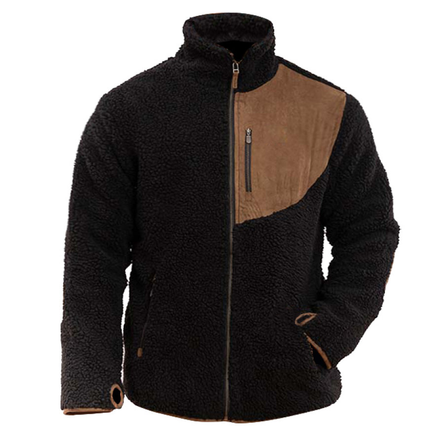 

Veste Homme Vintage Polaire Chaud Colorblock Manteau
