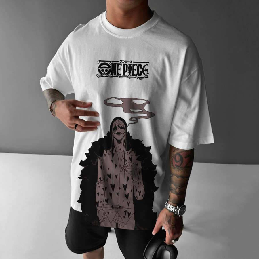 

Anime Letter Printing Loose Men's T-shirt