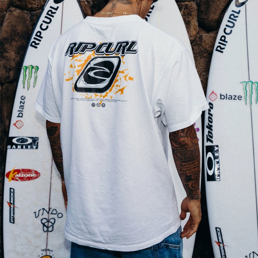 

Camiseta Extragrande De Manga Corta Holgada Rip Curl Surf Poster Beach Para Hombre