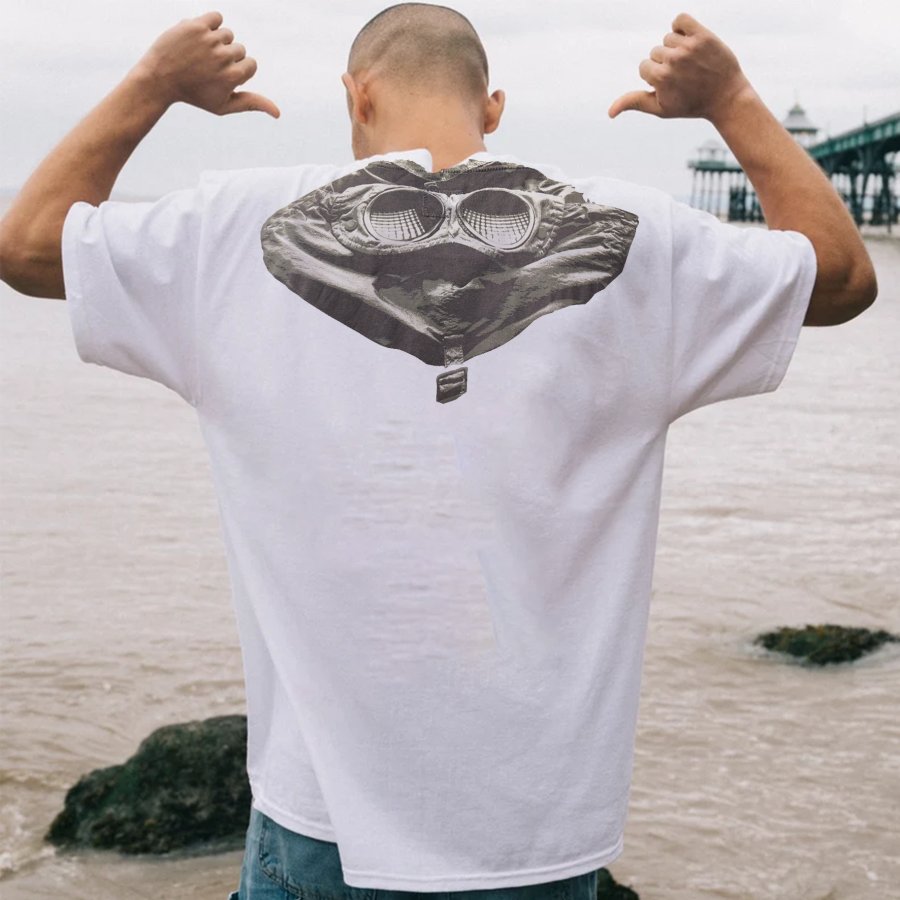 

Мужская винтажная футболка для пляжного серфинга с круглым вырезом и короткими рукавами с принтом CP COMPANY Goggles
