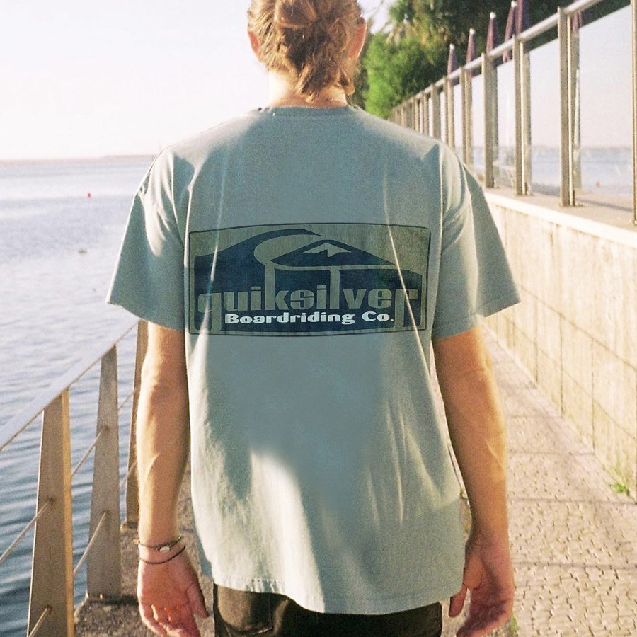 

Retro Surf Quiksilver Printed Light Green T-Shirt