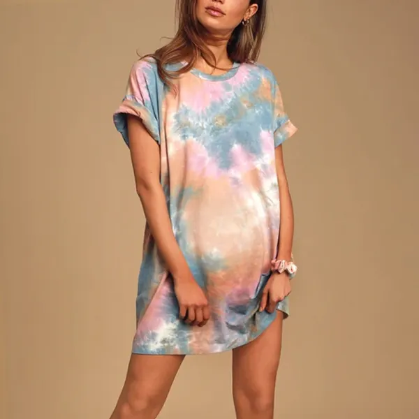 Maternity Tie-Dye Shirt Dress - Leanarea.chimpone.com 
